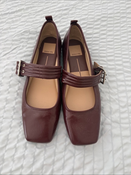 Dolce Vita Shoes - Dolce Vita Women's Dark Burgundy Mary Jane Flats with Buckle Strap